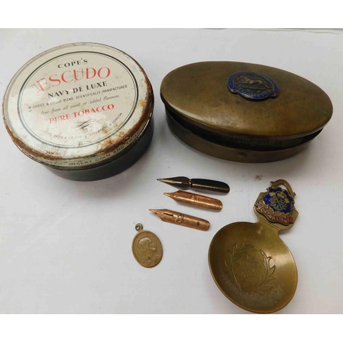 130 - Antique - Bradford WWI era tin & mixed items