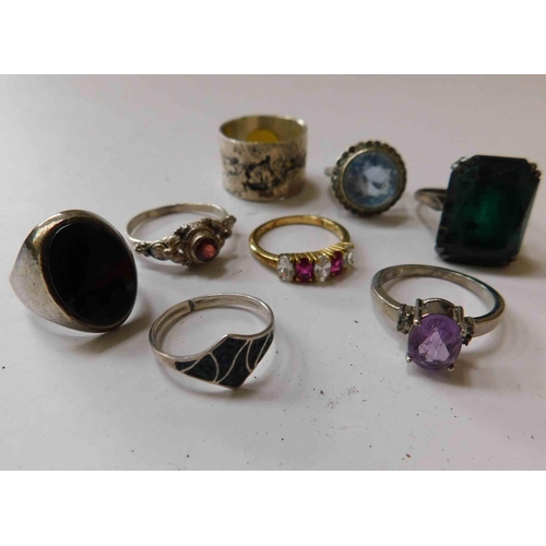 130a - Eight - silver rings - mixed styles & settings