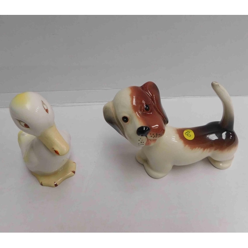 139 - Vintage - Beswick Dachshund fun series & duck- no damage