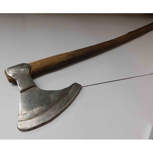 160 - Viking style long Axe - wooden haft & metal head