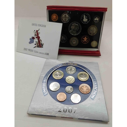 160a - Royal Mint - Proof coin collection & UK 2007 uncirculated coin collection