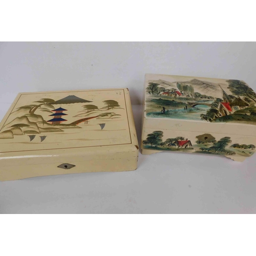 162 - Two - hand painted musical jewellery boxes