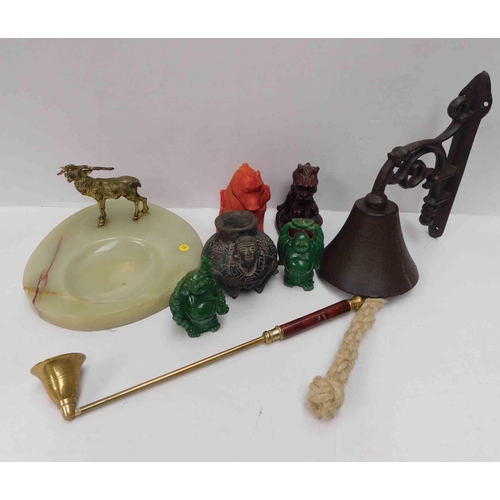 176 - Mixed items including - onyx dish & bell