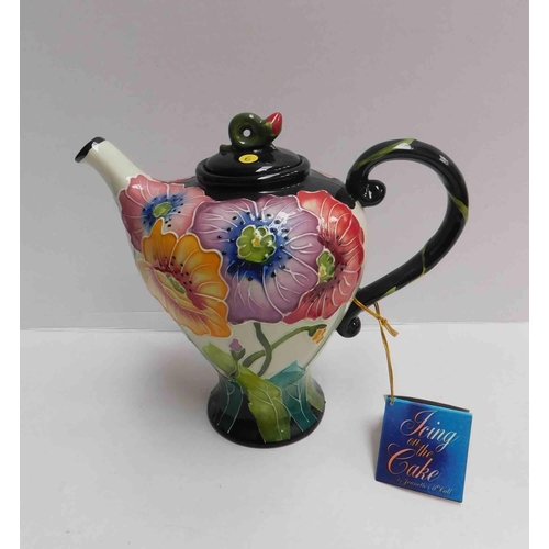 202 - Blue Sky Jeanette McCall Teapot - icing on the cake pattern - no damage