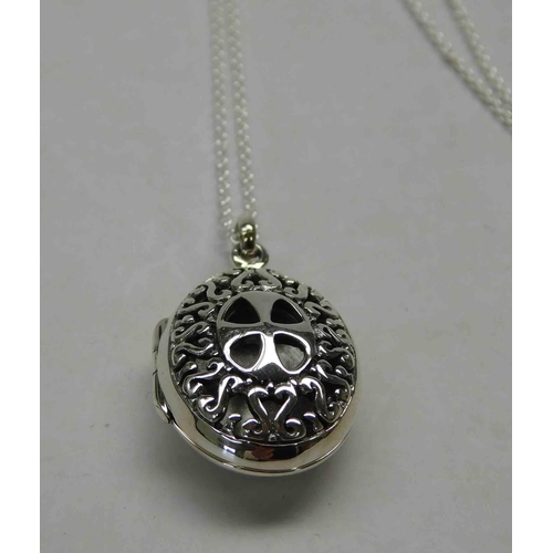 204 - Silver locket on silver chain