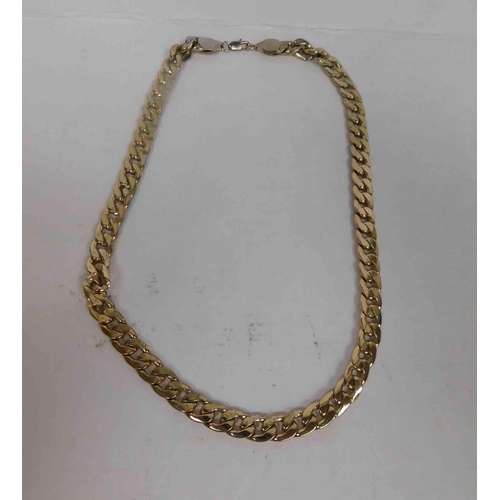 218 - 9ct gold plated - flat curb link neck chain