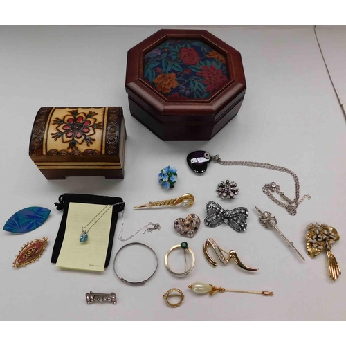 227 - Two - Jewellery boxes & mixed jewellery