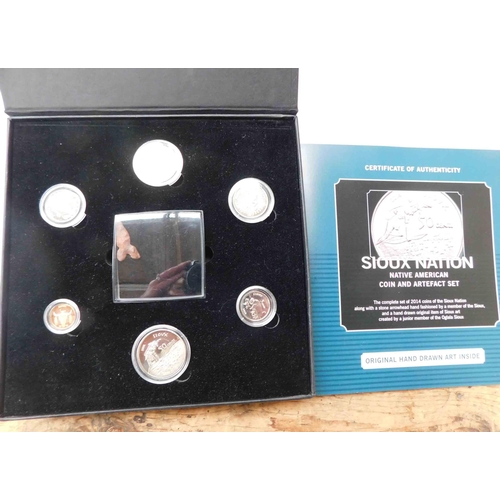 238 - Sioux Nation coin & artifact proof set with paperwork