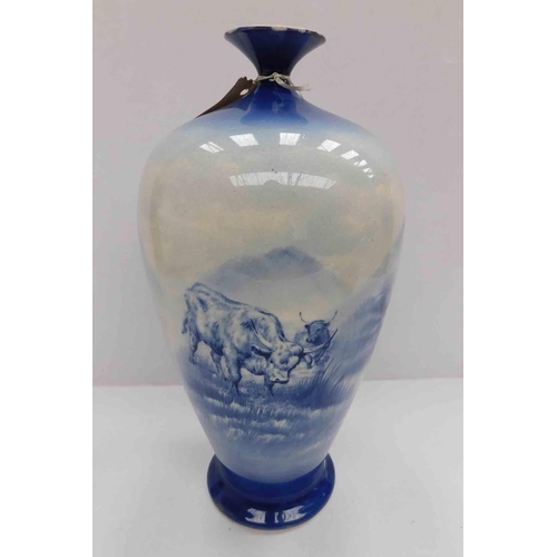 246 - Chinese blue & white vase - decorated with bulls - approx. 11 1/2