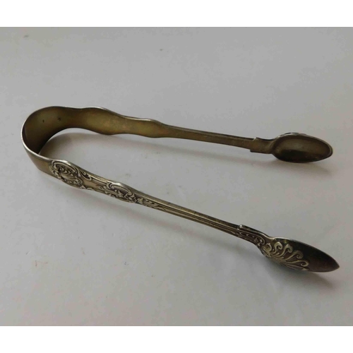 257 - Silver hallmarked - sugar tongs - 70g...