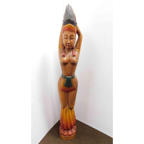 31 - Wooden hand carved dancing figure - approx 30