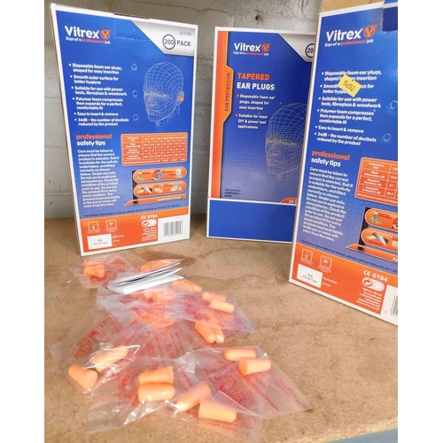 501 - 3x Boxes of 200 packs Vitrex tapered ear plugs