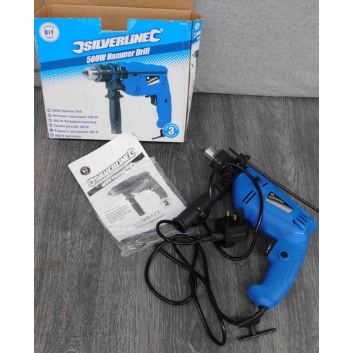 508 - Silverline 500w hammer drill (boxed) w/o