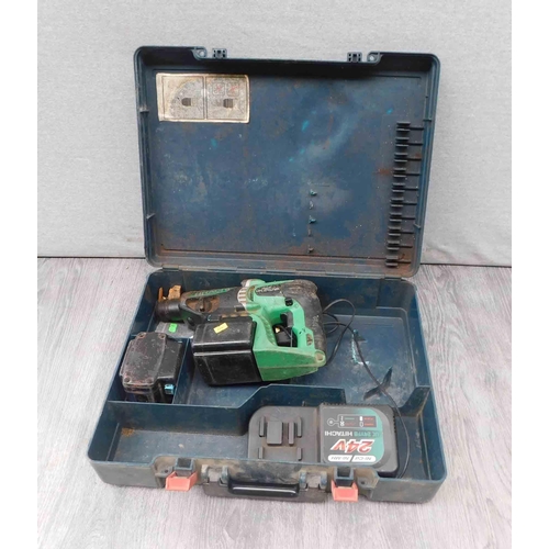 513 - Hitachi cordless 24V drill, case and 2x batteries - unchecked