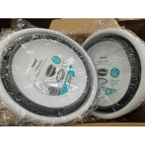 529 - 12x Home collapsible round wash basins, new & sealed 37.5cm diameter