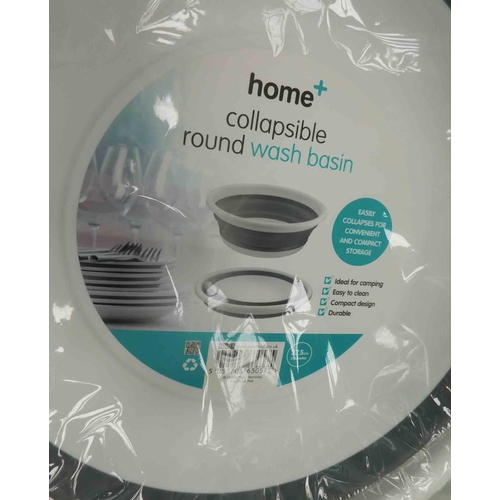 529 - 12x Home collapsible round wash basins, new & sealed 37.5cm diameter...