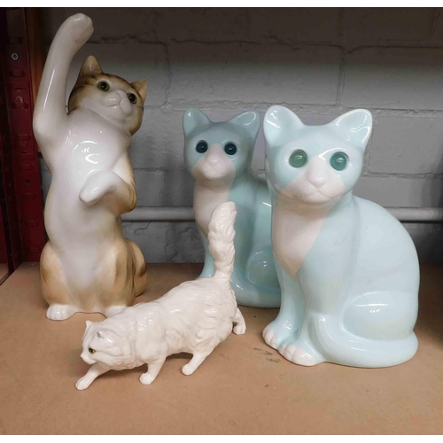 53 - Four - Cat figures including Royal Doulton