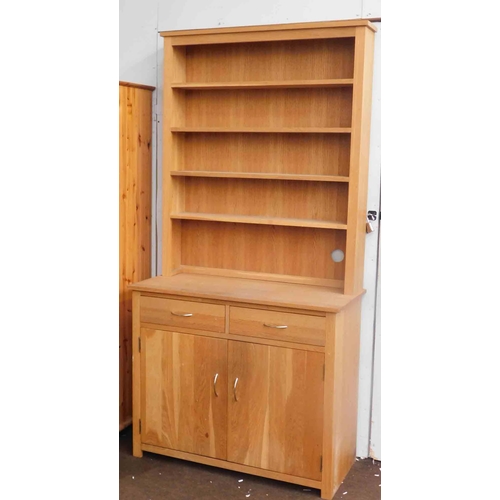 536a - Light oak display dresser