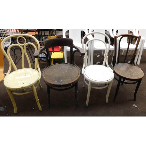 542 - Four vintage wooden pub style chairs...