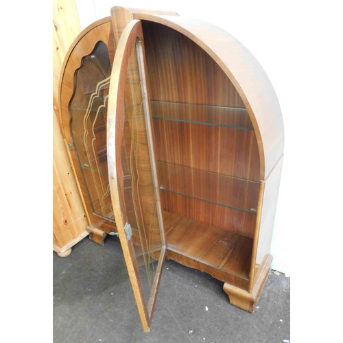 545a - Art Deco burr walnut arched top display cabinet