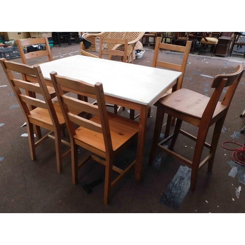 558 - Rectangular table & 4 chairs + child's + 1 other