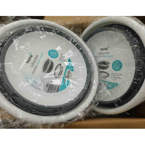 567 - 12x Home collapsible round wash basins, new & sealed 37.5cm diameter