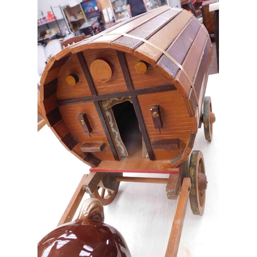 646a - Vintage wooden gypsy caravan with ceramic shire horse