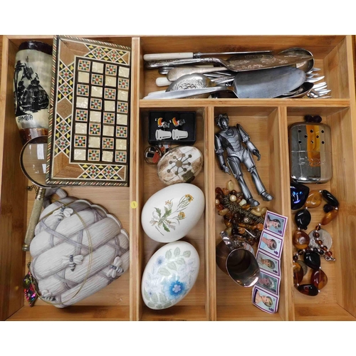 75 - Mixed items including - Backgammon inlaid box & magnifying glass