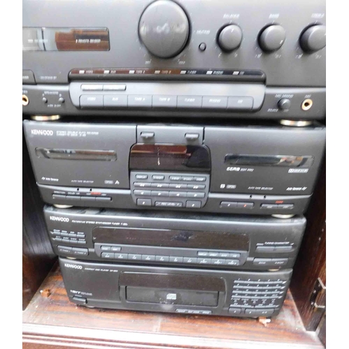 762 - Kenwood stacking hi-fi with speakers & cabinet w/o