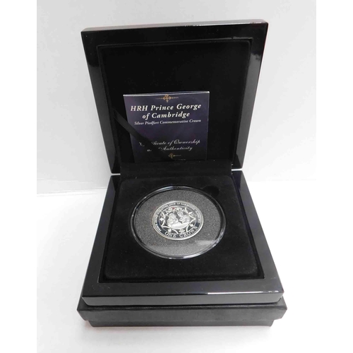 99 - HRH Prince George - 1st birthday sterling silver Piedfort one crown 78/200 50grams