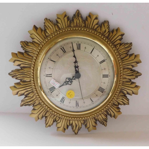 12 - 1980s Sunburst style wall clock W/O...