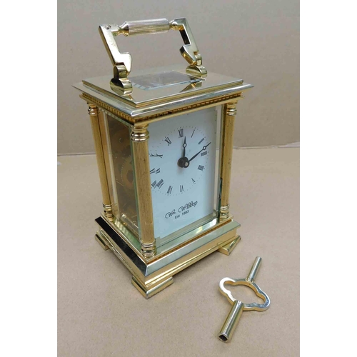 13 - Wm. Widdop - brass cased carriage clock - with key w/o