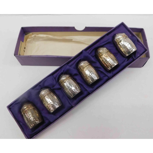 19a - Set of 6 1940's - silver American miniature sugar shakers -  marked to base...