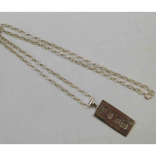 261 - Sterling silver - belcher chain & silver ingot