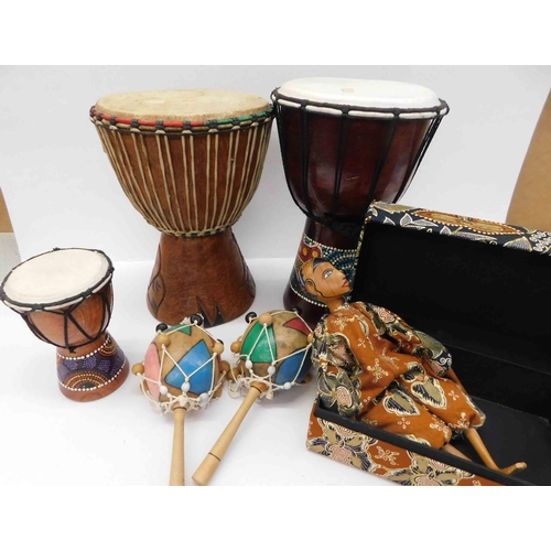 42 - Mixed items including - drums & doll