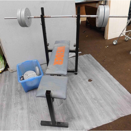 755 - Work bench & weights