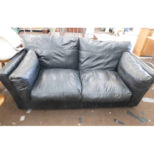 780 - Black large 2 seater leather settee