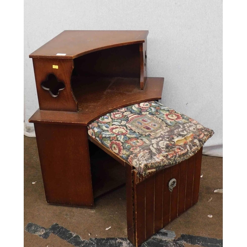 805 - Vintage oak telephone table with pull out seat