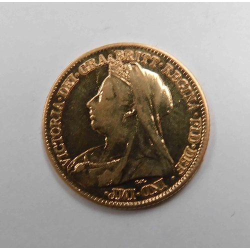 103 - 1899 -  Victorian 22ct gold - 1/2 sovereign coin