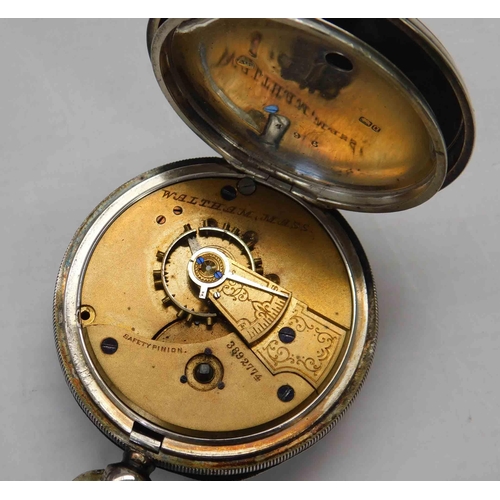 116 - Sterling silver cased pocket watch - Waltham Mass Movement