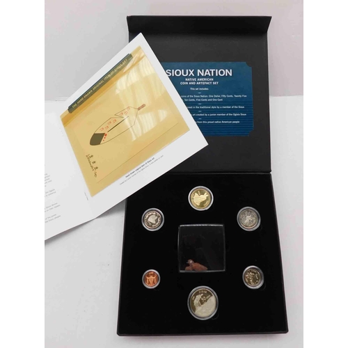 156 - Sioux Nation coin & artefact - Proof set with artwork