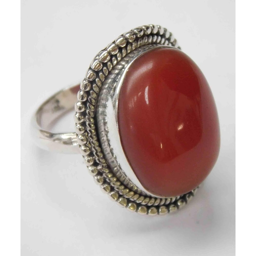 209 - Silver & cornelian ring