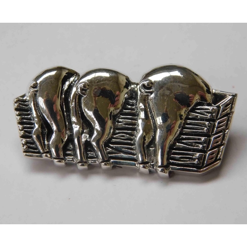 210 - Silver pigs & trough brooch