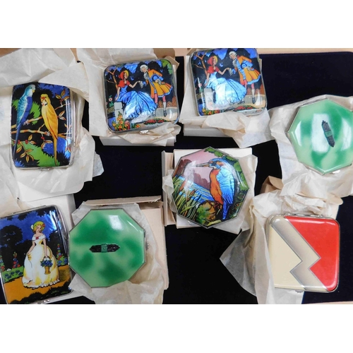 242 - Eight - Vintage compacts mainly enamelled