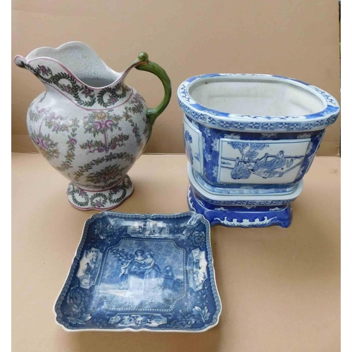 43 - Oriental style jug, planter & plate