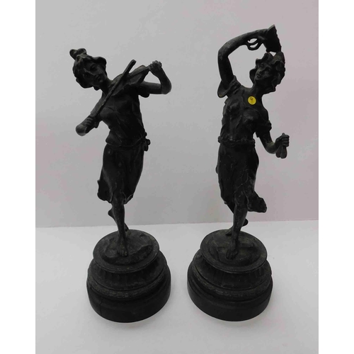 51 - Two - spelter figures - slight damage, approx. 15