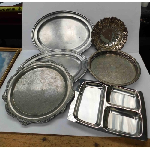 52 - Silver plate & stainless steel trays