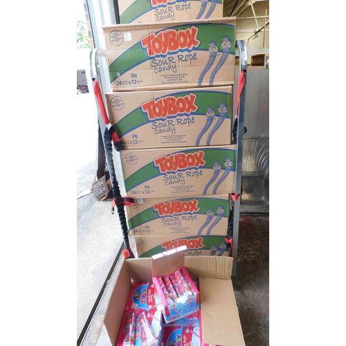 537 - 12x Boxes of new Toybox Sour rope candy, each box is 12 display x24 best before 05/22