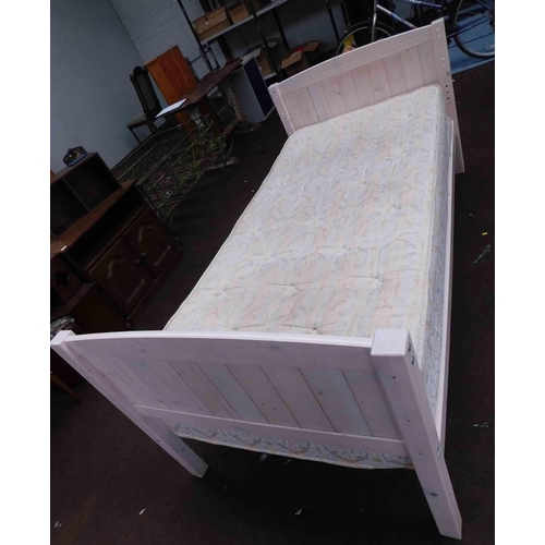 559 - Washed pine single bed and mattress