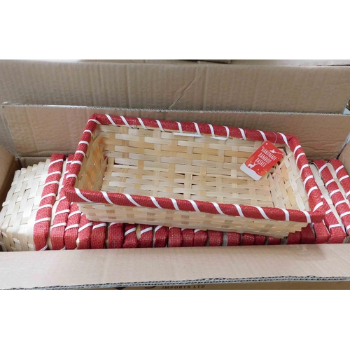 563 - Full box of 24x bamboo hand made baskets
